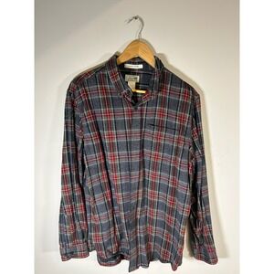 LL Bean Mens Flannel Shirt Slightly Fitted Plaid Long Sleeve Cotton L-REG